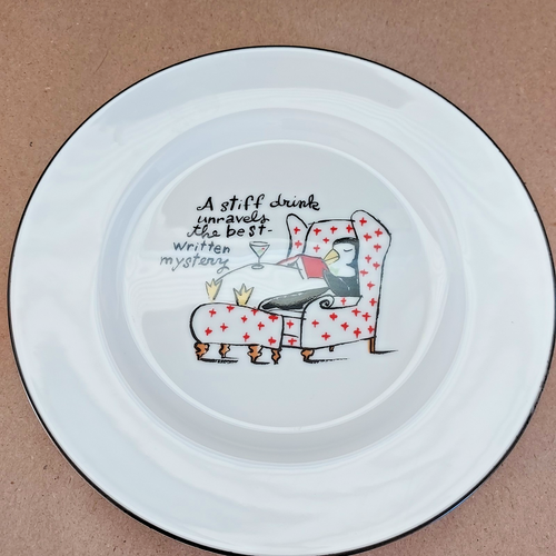 Piatto antipasto fienile in ceramica 8" "Bilanciare un drink" "Versare un drink" Made Japan - Foto 3 di 4