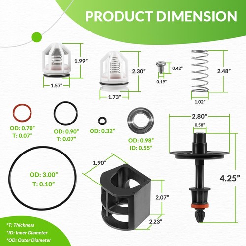 0887793 887793 RK 009M2-T Reemplazo para Vatios 009M2 1" Kit Reparación Total 1" 009M2 - Imagen 7 de 12