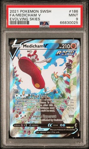 Pokemon Evolving Skies Medicham V 186/203 Alternative Art Alt Holo Foil PSA 9 - 第 1/2 張圖片