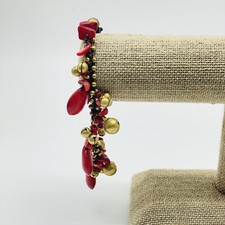 Christmas Jingle Bell Bracelet Red Gold Holiday Charm