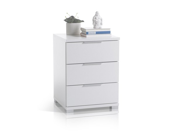 Nachtkommode Nachttisch NachtkäStchen Remy 3 SchüBe Dekorspanplatte Weiß Weiss-image
