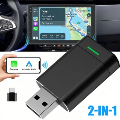 MARKENLOS 2 in 1 Wireless Carplay Adapter Android Auto Adapter USB Auto Dongle Connect Box