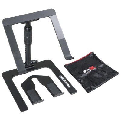 ProX T-LPS900BLK Black Ibis Folding DJ Studio Laptop Stand w Adjustable Tray