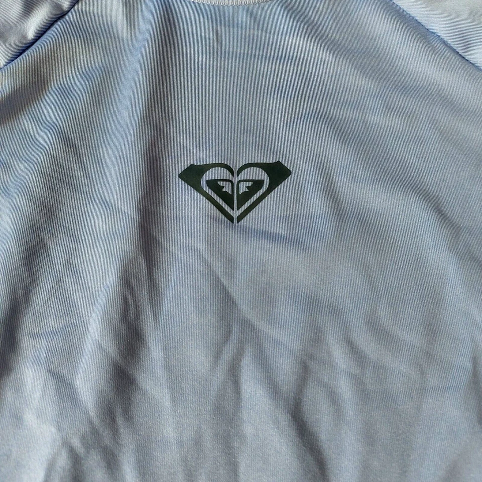 Vintage 1980-90s Roxy Periwinkle Coral Mock Neck Raglan Surf USA L Shirt S/S - Image 3 of 4