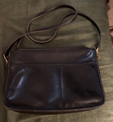 Vintage Coach Black Leather Bag Made In New York City Crossbody