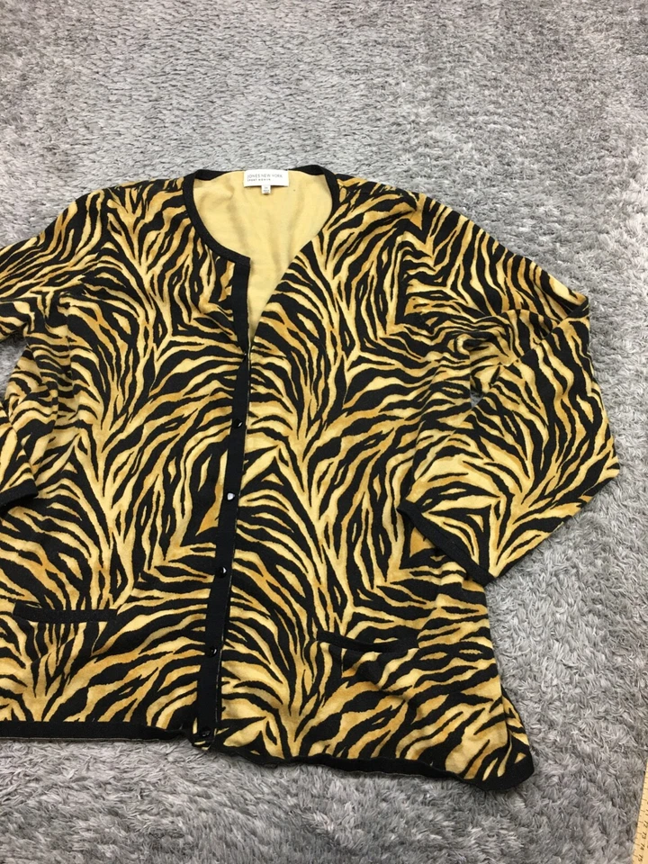 Jones New York Cárdigan Suéter Mujer Talla 3X Guepardo Animal Estampado Deporte Foto 2 de 4