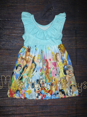 NEW Boutique Disney Cartoon Characters Girls Dress 
