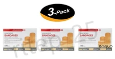 Fabric Adhesive Elastic Grid Bandages For Scrapes Assorted 100 ea (3 Pack) - New