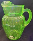 Anchor Hocking Pillar Optic 2 Qt. Pitcher ~ Uranium Glass