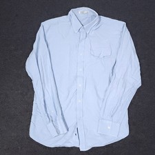 Criquet Button Down Shirt Mens Large Blue Check Long Sleeve Cotton Casual Preppy