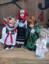 Bundle Of Porcelain Dolls In National Costumes Folk Dress