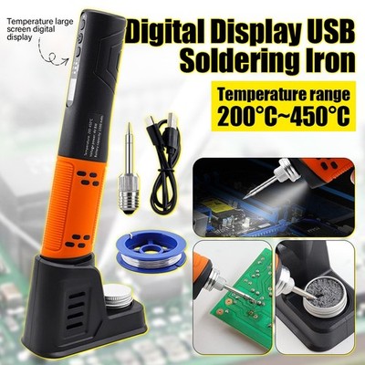LED Display Soldering Iron Kit Cordless USB Rechargeable Portable Soldering Iron