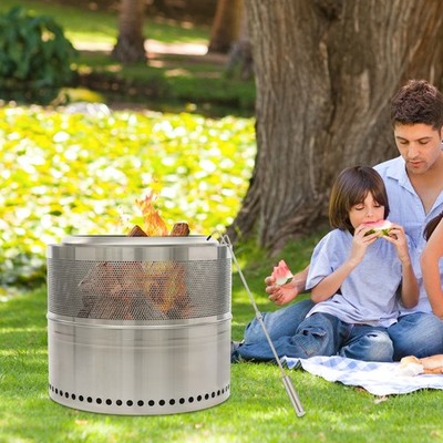 Stainless Steel Foldable Fire Pit 50cm Outdoor Camping Bonfire Grill w/Carry Bag