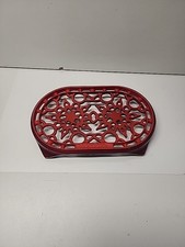 Vntg Le Creuset Trivet Pot Holder Oval Cherry Red Great Color