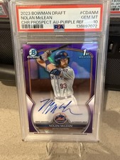 2023 Bowman Draft Chrome Purple Auto Nolan McLean PSA 10 Mets #1 prospect 🔥🔥