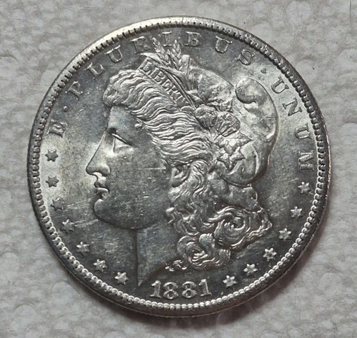 1881 S Morgan Silver Dollar. Estimated Uncirculated Mint State 62. Video M0092