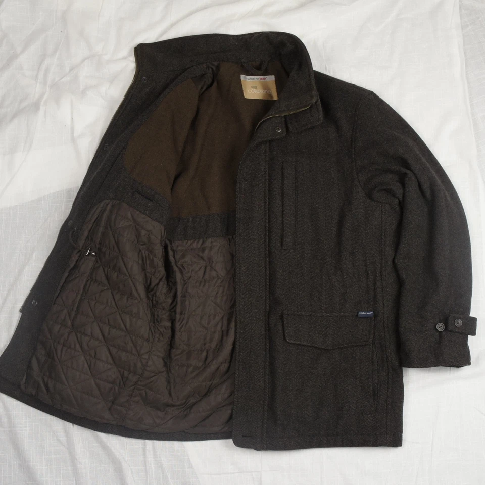 Marks & Spencer - M - Men's Tweed Wool Field Jacket Car Coat Herringbone Brown - Image 3 of 4
