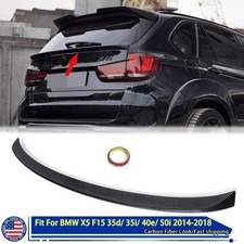 Carbon Look Rear Tailgate Spoiler Middle Wing Lip For Bmw X5 F15 35d 2014-2018