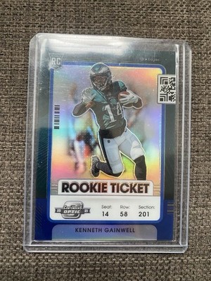 2021 Panini Contenders Optic Kenneth Gainwell Blue Prizm Rc /99 #79 Eagles Card