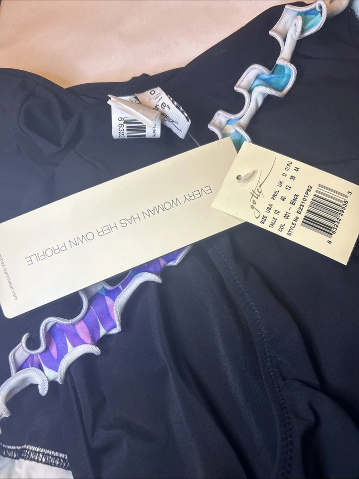 NWT Profile By Gottex Black Mix Match Top 42E,Bottom Skirt 10 Bathing Swim Suit - Image 4 of 4