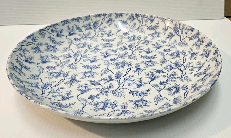 Spode Rosebud Chintz England Pasta Bowl 11.75" Blue and White - Image 2 of 4