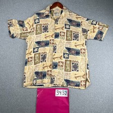 Bamboo Cay Shirt Medium Ivory Hawaiian Floral Button Up Short Sleeve Casual Mens