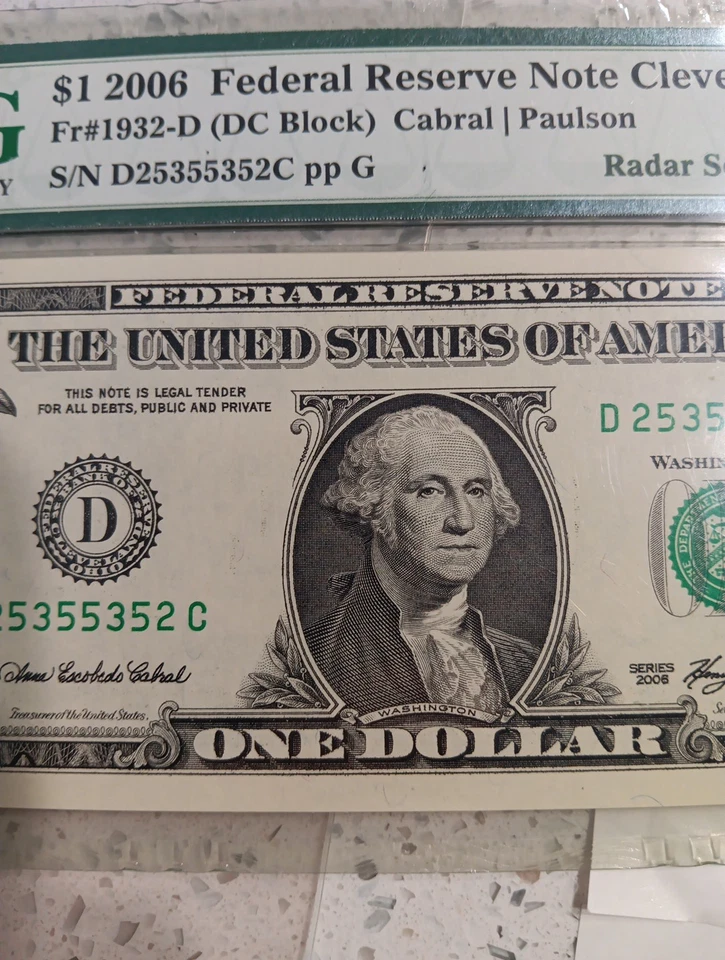 $1 2006 "RADAR SERIAL NUMBER " Certified PMG 66 EPQ GEM UNC - Image 4 of 4