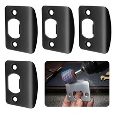 Door Strike Plate Standard Latch Striker Stainless Steel Black 21/4in 4 Pack