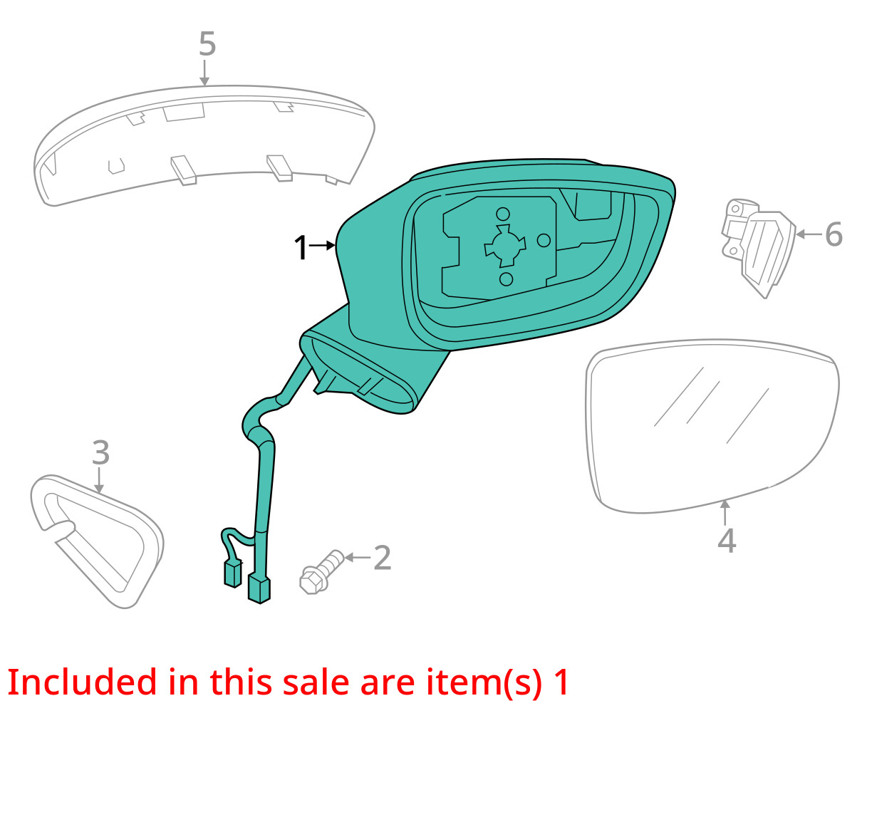 17 18 MAZDA 3 Door Mirror Passenger Side