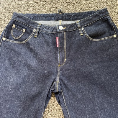 Dsquared2 Woman s Dark Blue Luxury Denim Slightly Flare Jeans 46 US 32 Waist NEW