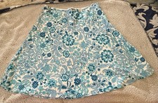 Vintage Y2K Gap Blue Mod Psychedelic Flower Print 100 Cotton A Line Skirt