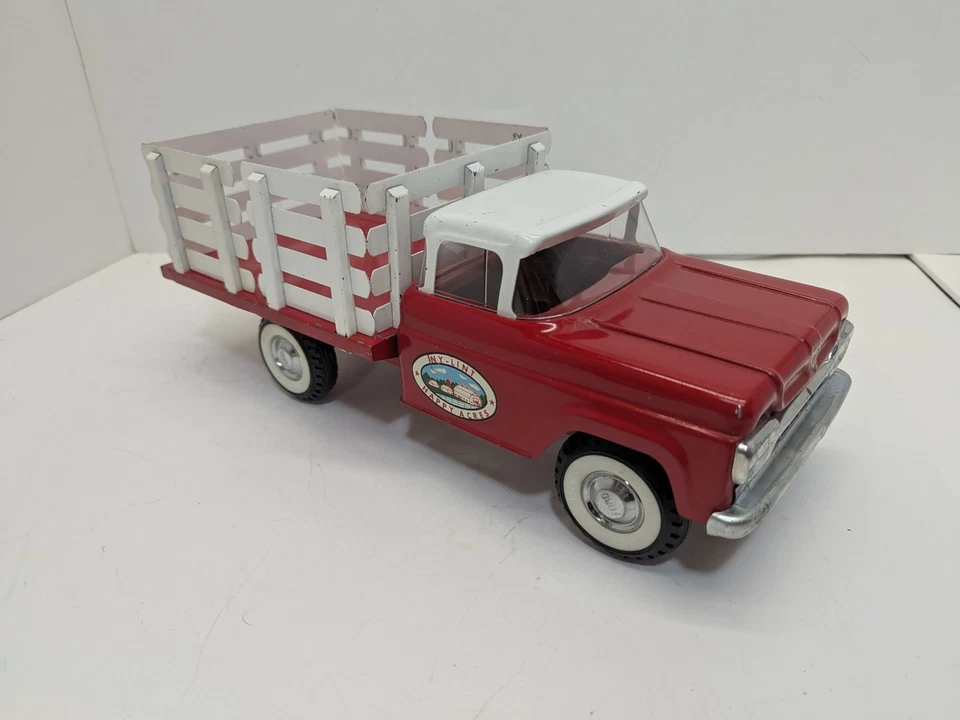 Vintage Nylint #4700 1960 Ford F Series Red Happy Acres Stake Truck   *Original* - Image 4 of 4