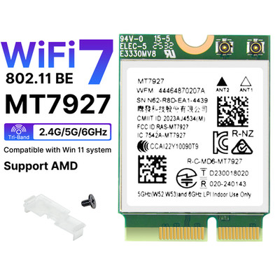 MT7927 Wi-Fi 7 Bluetooth 5.4 M.2 Card 802.11be Laptop Adapter Internal Wireless
