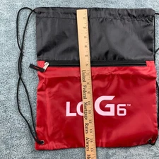 LG G6 Drawstring Backpack Lightweight Bag Nylon Black Red EUC S3
