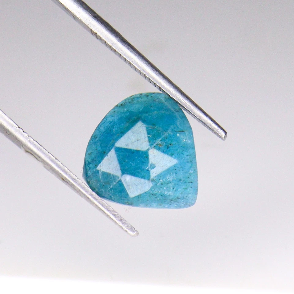 Corazón de apatita corte rosa 4,25 quilates / 11X11X4 mm - piedra preciosa suelta de apatita azul natural Foto 3 de 4