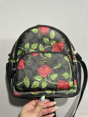 Coach Mini Court Backpack In Signature Canvas With Fairytale Rose Print