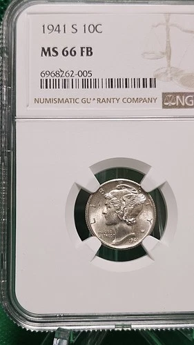 1941-S Mercury Dime 10c MS66 FB