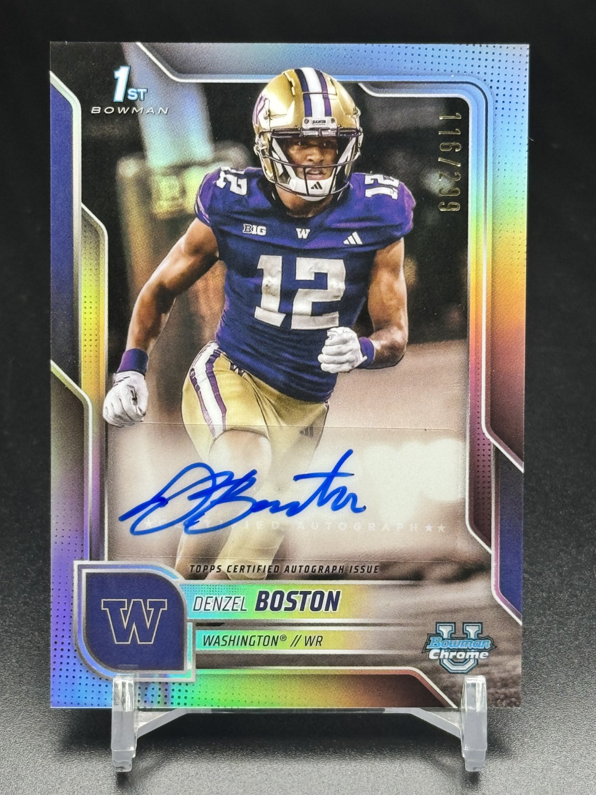 2025 Bowman University Chrome Denzel Boston Refractor Autographs /299 #BCA-DB
