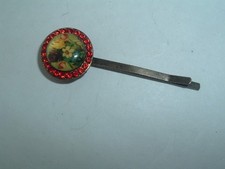 VINTAGE RED RHINESTONE FLORAL BOBBY PIN HAIR ACCESSORY