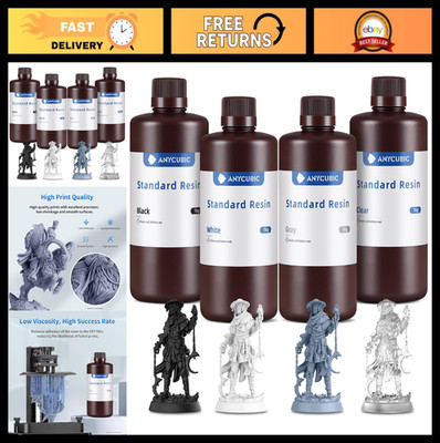 Anycubic 3D Printer Resin Bundle 4kg Grey Clear White Black 405nm UV Curing