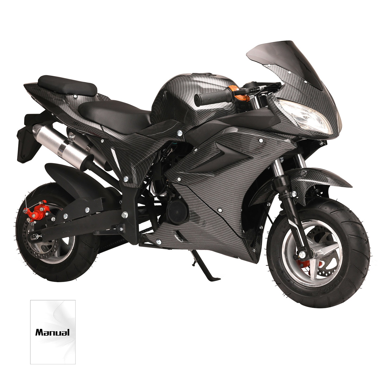 Motorbike 49CC 4-Stroke Gas Pocket Rocket Bike for Kids Mini Motorbike Black