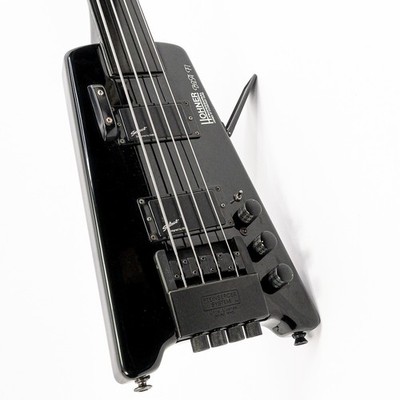 1988 Hohner B2A FL Headless Fretless Bass Black Steinberger