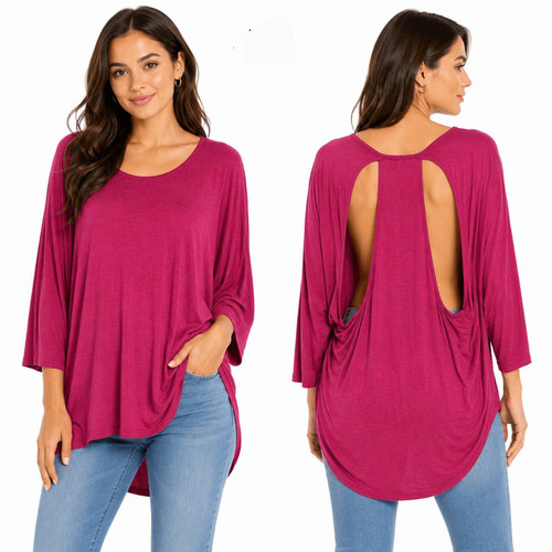 Studio Y Pink Open Back Top L Flow Tunic