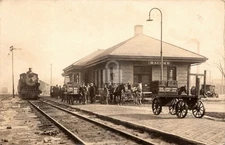 Macomb IL Burlington Railroad Depot train Station RPPC Photo Postcard COPY