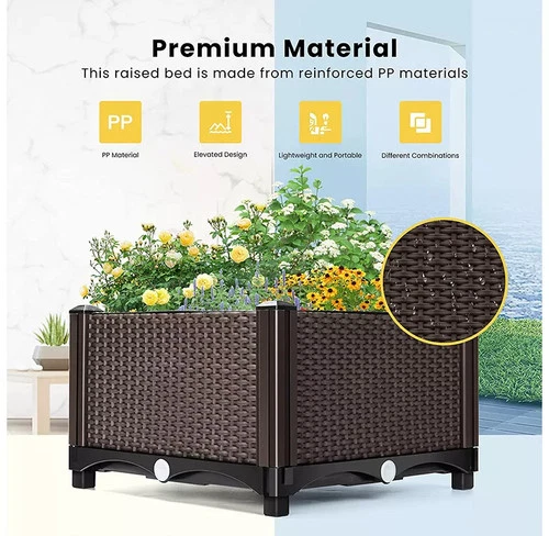 2x Elevated Rectangular Raised Garden Bed Flower Vegetable Grow Planter Care Box