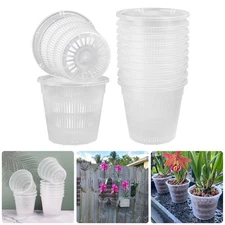 3-10Pcs Clear Plastic Orchid Pots With Holes Flower Pot Succulents House Plant
