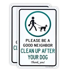 2 Pack 12"x8" Sign Clean Up After Your Dog .040 Rust Free Aluminum Reflective UV