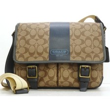 Coach Signature PVC Leather Messenger Bag Crossbody Shoulder Bag Brown