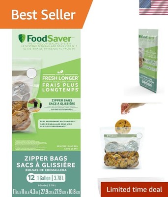 Microwaveable 1-Gallon Vacuum Zipper Bags - 12 Count for Food Preservation