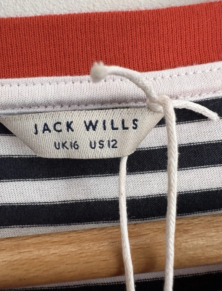 Jack Wills Milson Cropped T Shirt Size 16 Breton Stripe Top BNWT - Image 4 of 4